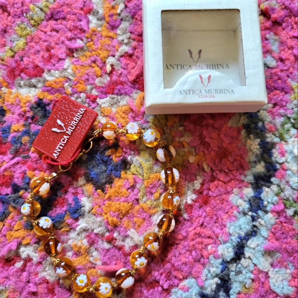 Venetian Antica Murrina Glass Sunflower Bracelet